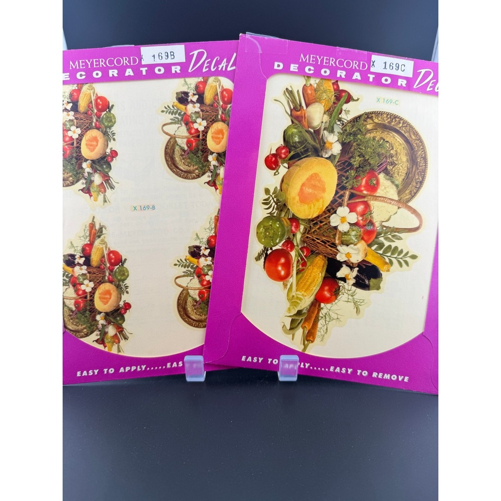 Vintage Meyercord Decorator Decals x2 Kitchen Harvest Vegetable Decopauge